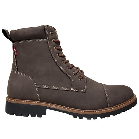 Levi's Men Wyatt Cap Toe Work Combat Boots Size US 11M Dark Brown Faux Leather - Picture 2 of 4